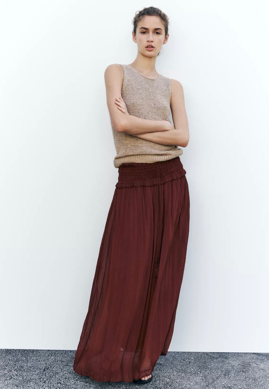 FALDA MIDI CINTURA ELÁSTICA ANCHA