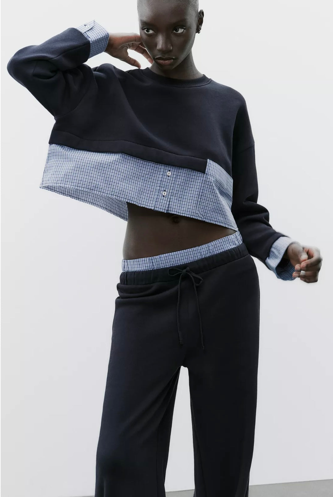 SUDADERA CROP COMBINADA