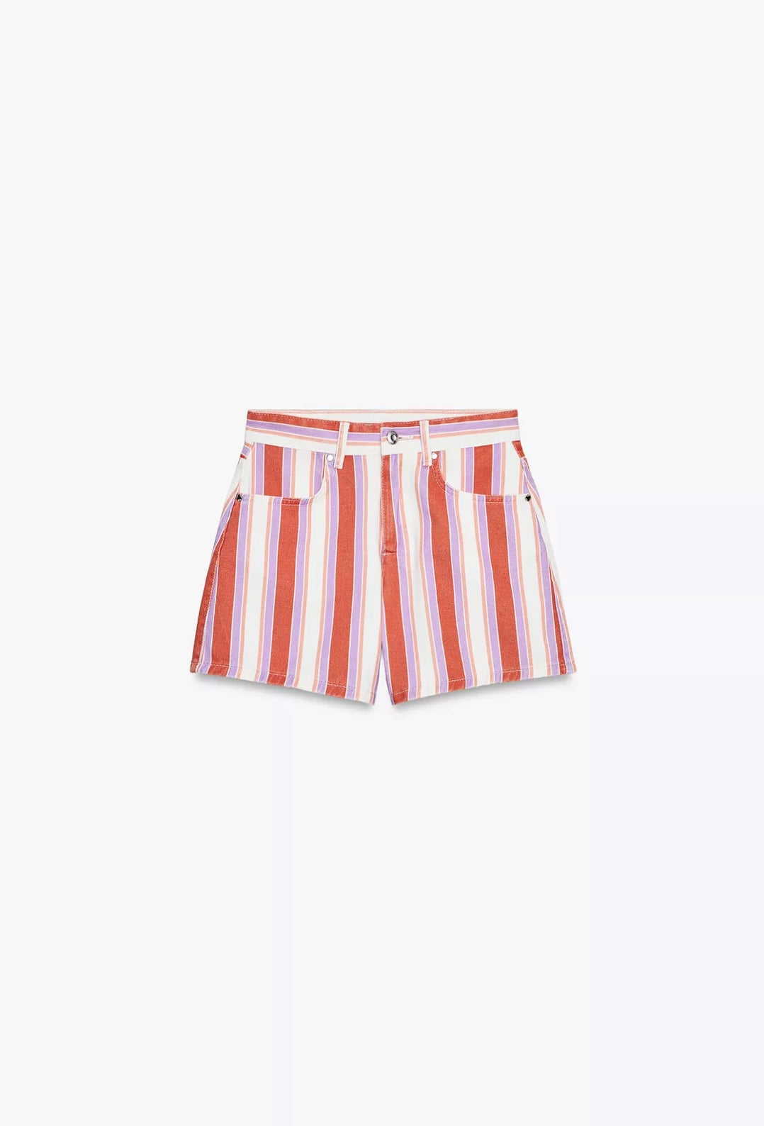 MOM FIT HIGH-WAISTED STRIPED SHORTS