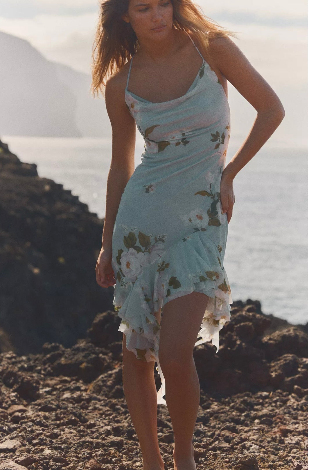 VESTIDO CORTO TUL ESTAMPADO FLORES