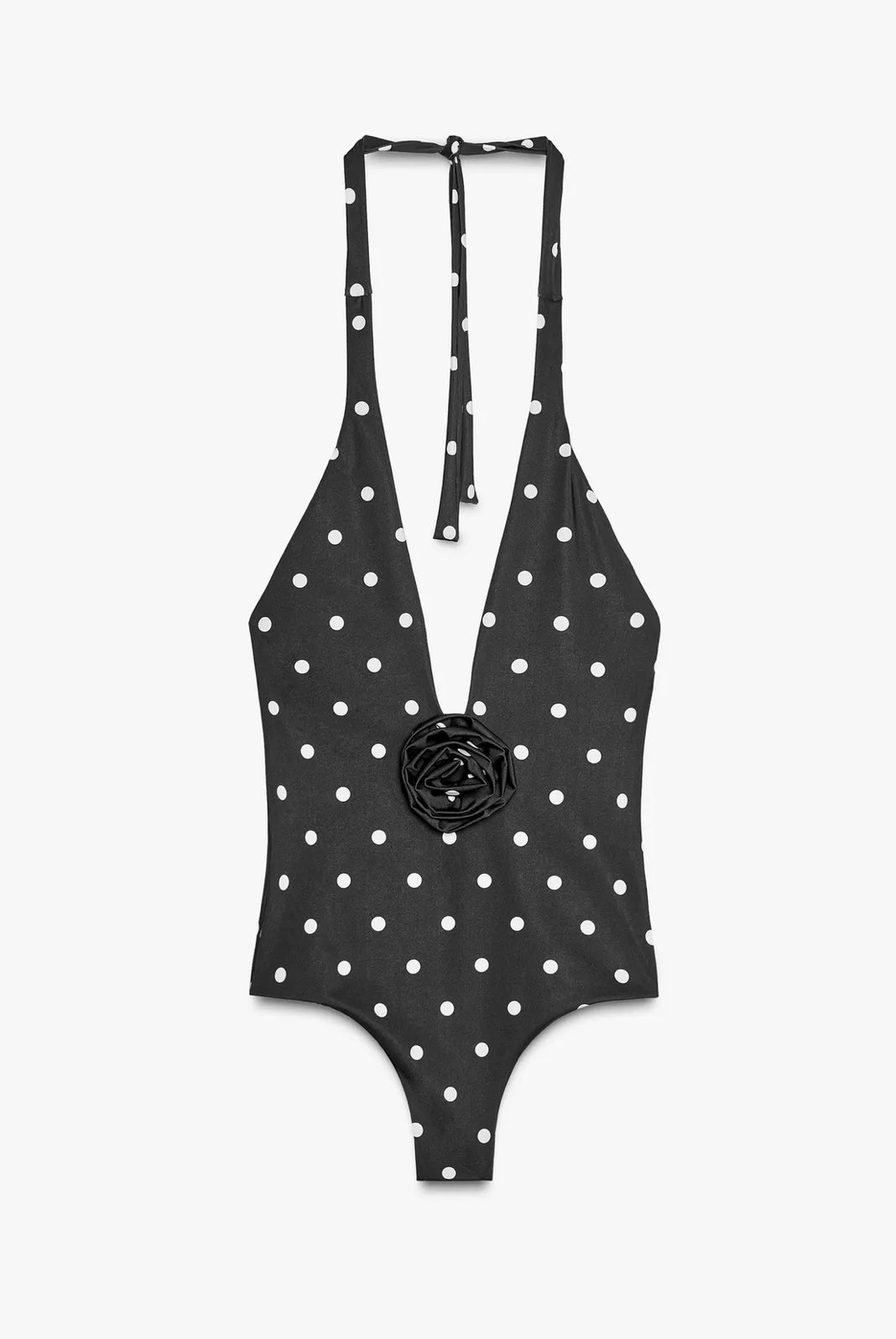 TRAJE DE BAÑO HALTER LUNARES FLOR RELIEVE