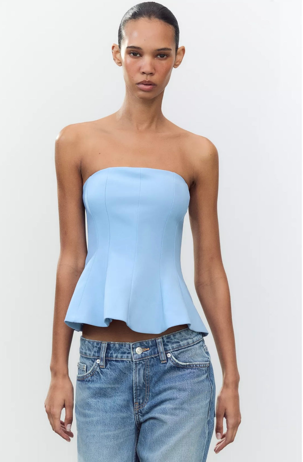 TOP STRAPLESS PEPLUM