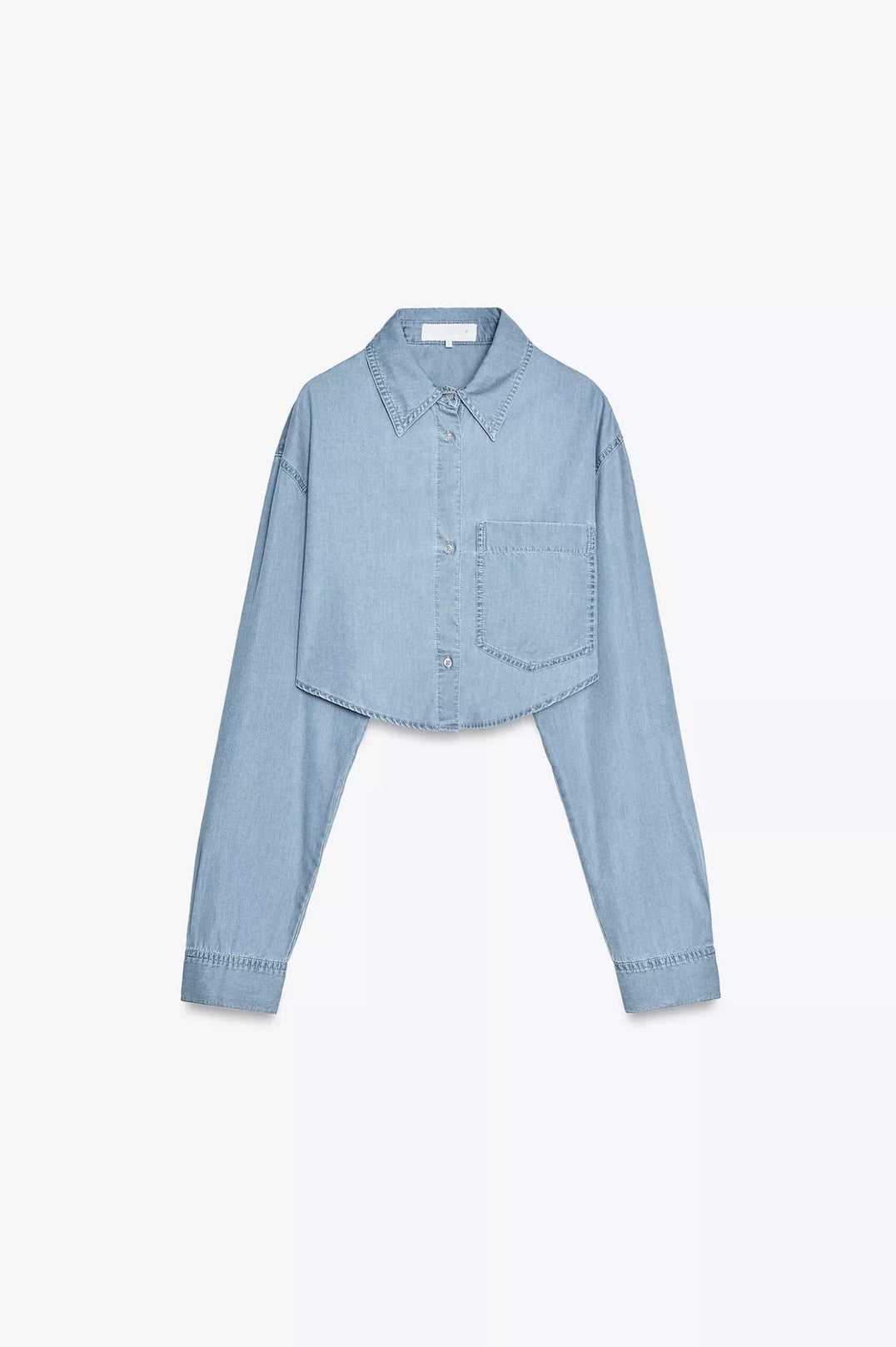 CAMISA CROP MEZCLILLA TRF