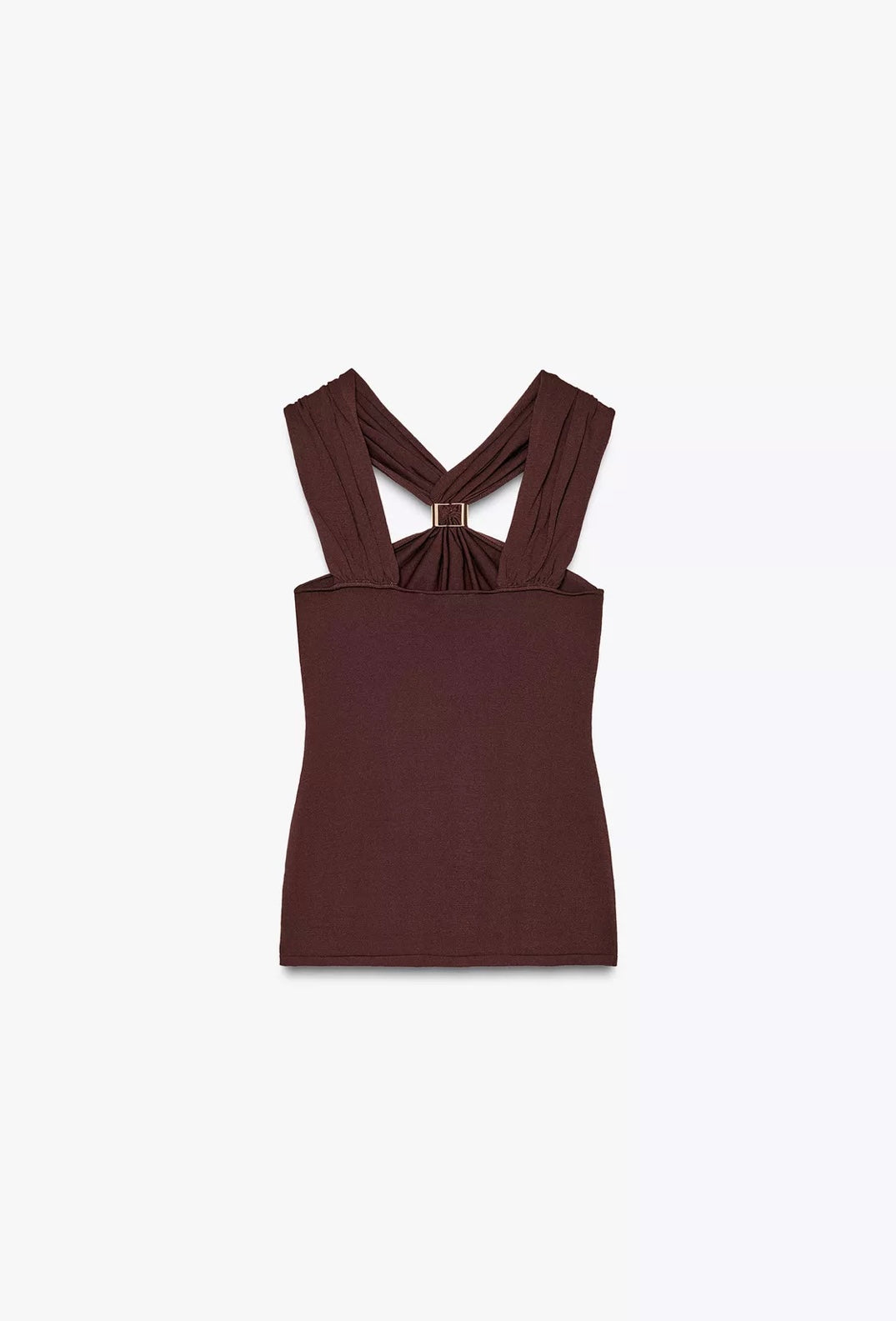 TOP HALTER PUNTO APLIQUE DORADO