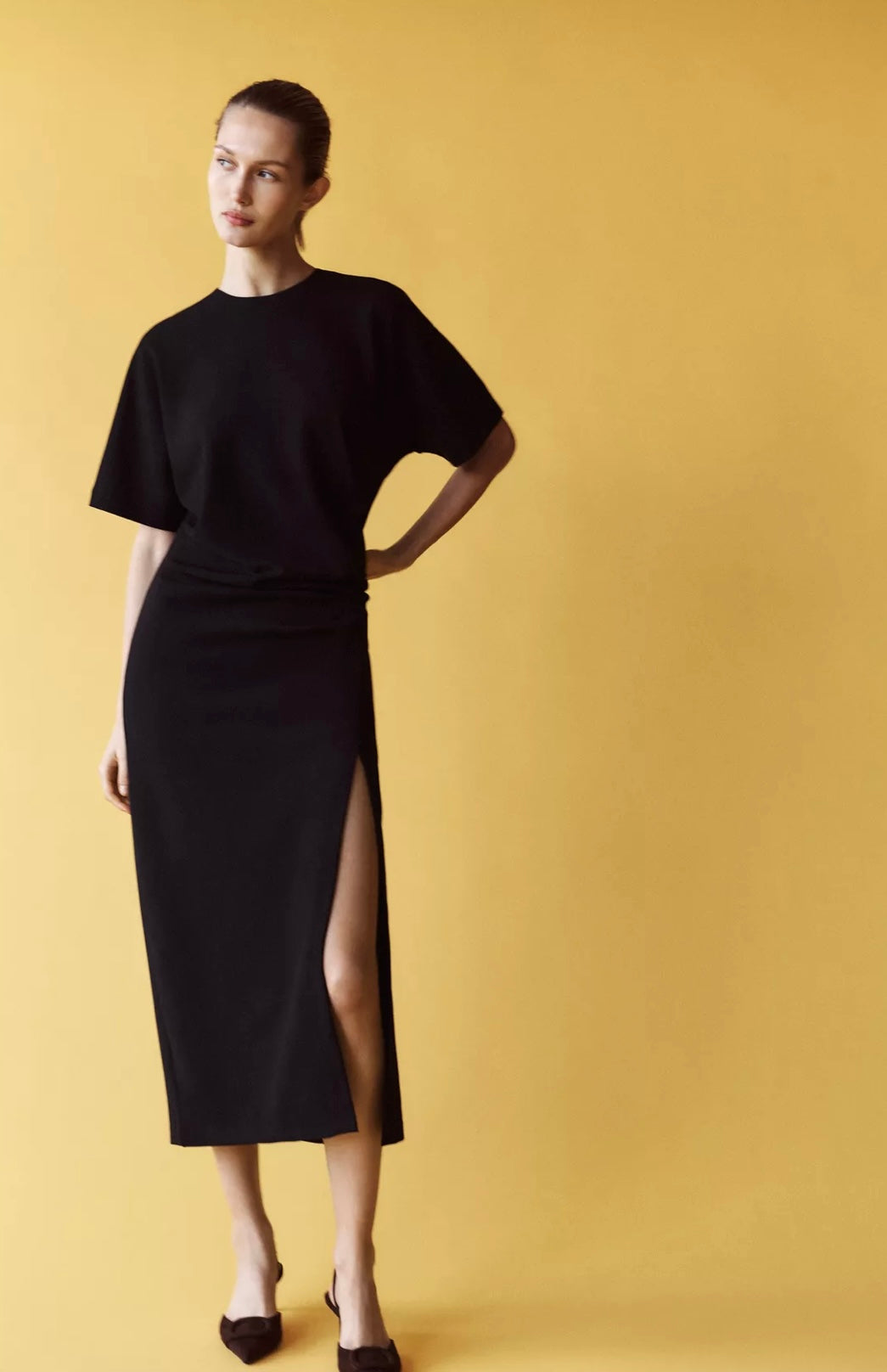 VESTIDO MIDI FRUNCE