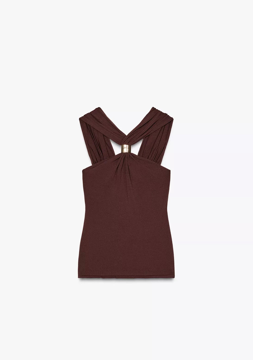 TOP HALTER PUNTO APLIQUE DORADO