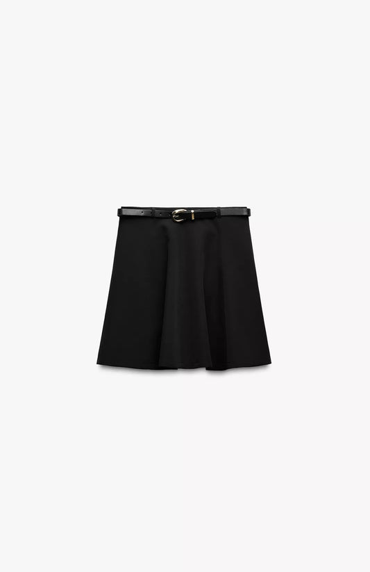 FALDA MINI CREPE CINTURÓN