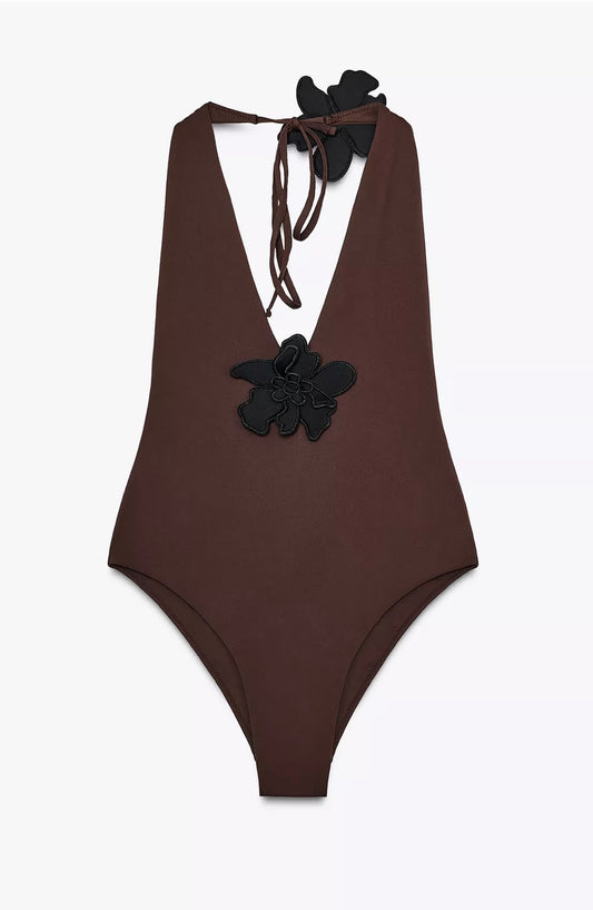 TRAJE DE BAÑO HALTER FLORES