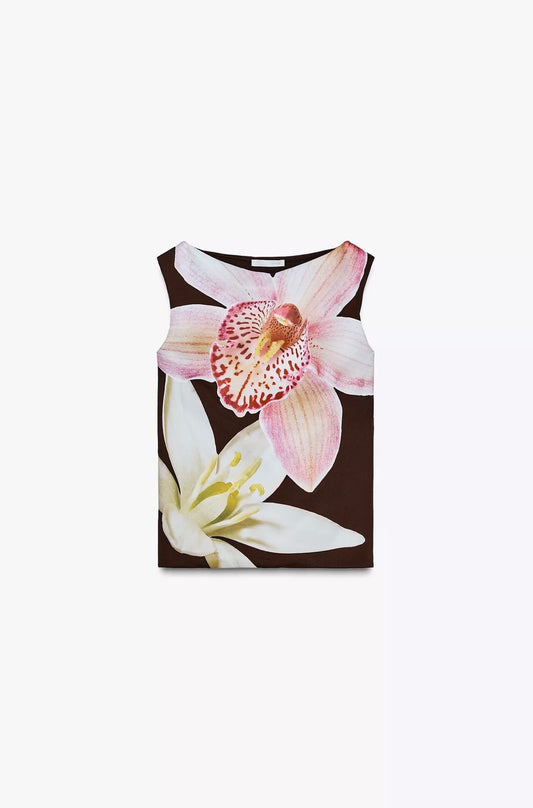 TOP POLIAMIDA FLORES