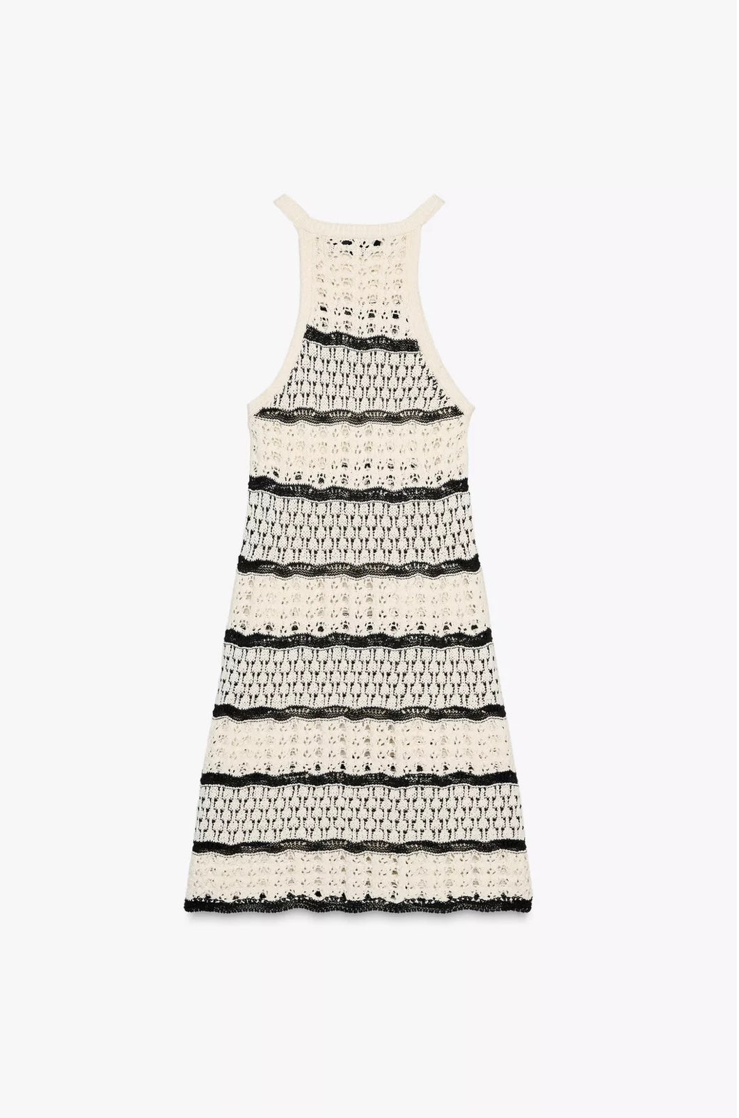 VESTIDO MINI HALTER PUNTO CROCHET