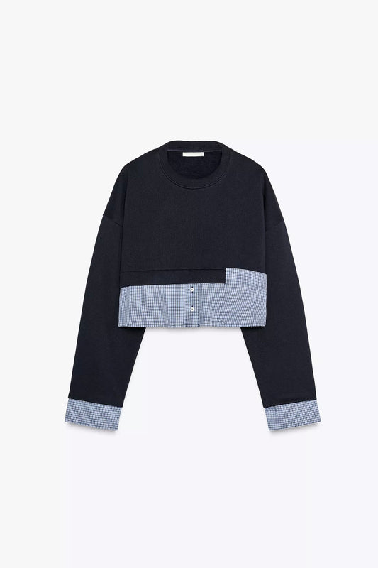 SUDADERA CROP COMBINADA