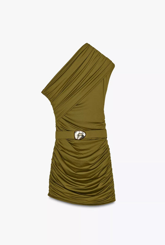 VESTIDO FRUNCES ASIMÉTRICO