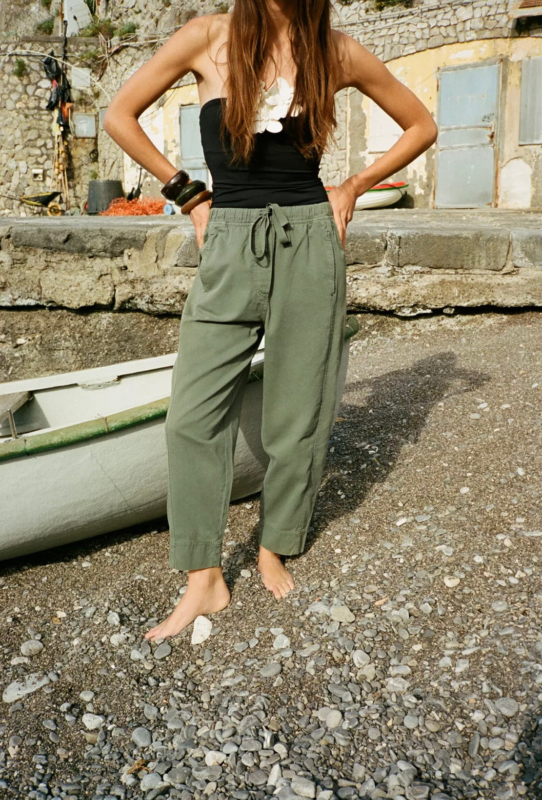 ELASTIC WAISTBAND COTTON PANTS