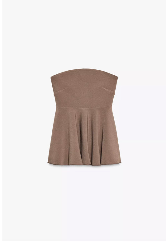 STRAPLESS CREPE TOP