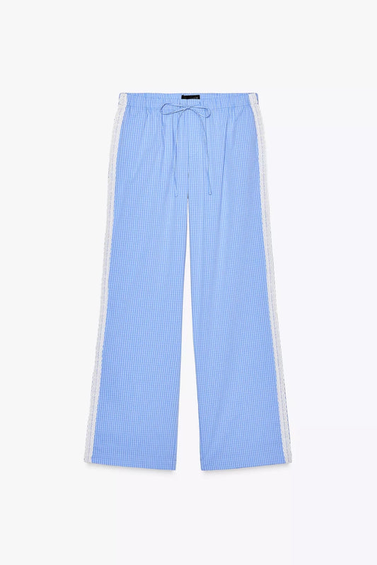 PANTALÓN PIJAMERO CUADROS ENCAJE