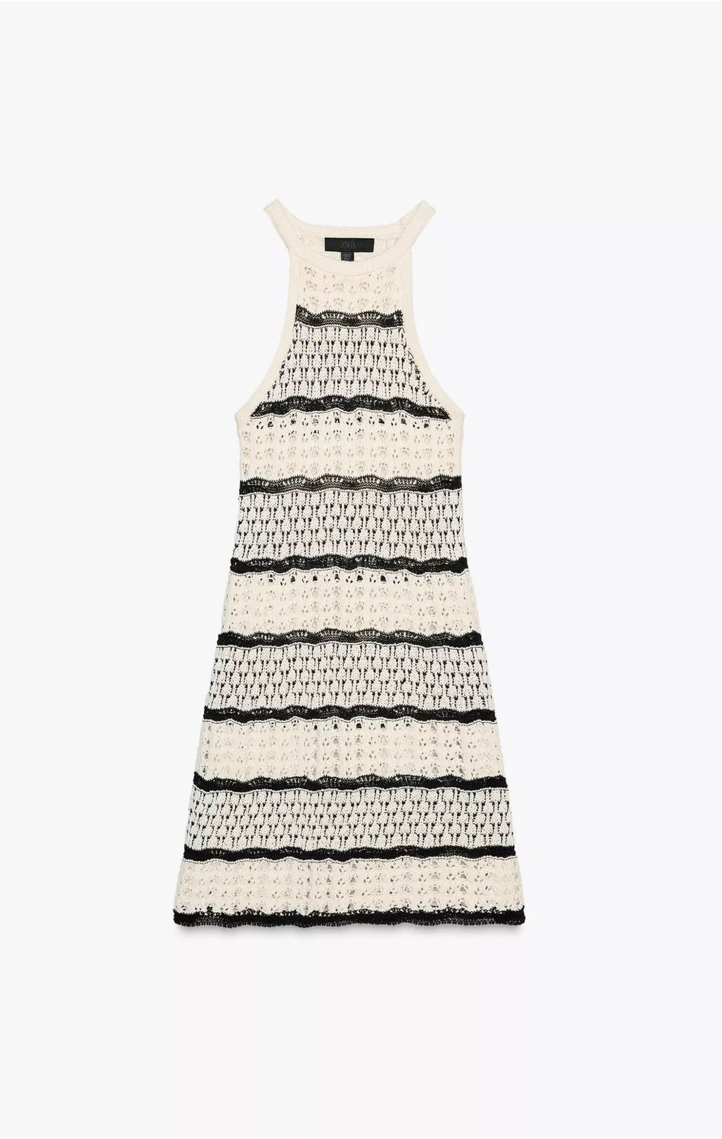 VESTIDO MINI HALTER PUNTO CROCHET
