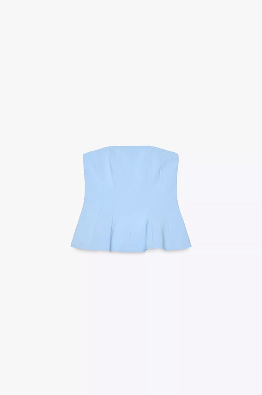 TOP STRAPLESS PEPLUM