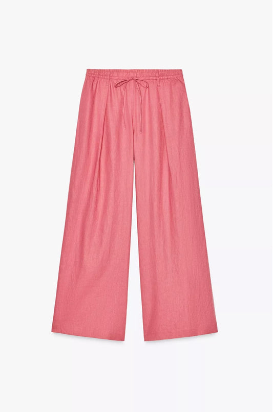 PANTALÓN PALAZZO CON LINO