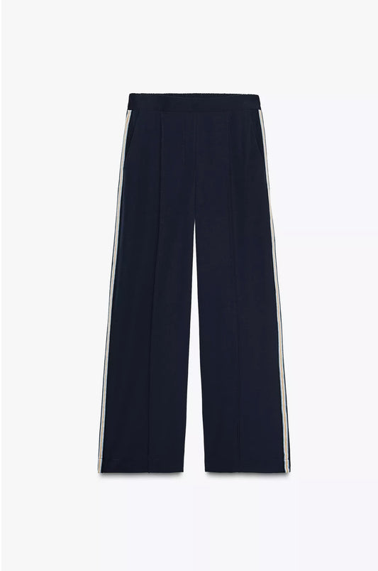PANTALÓN WIDE LEG BANDA LATERAL