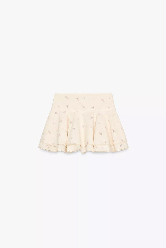 FALDA MINI FLORES BORDADAS