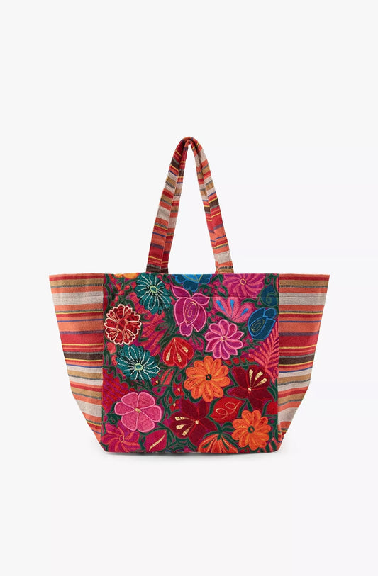 BOLSA SHOPPER FLORES BORDADAS